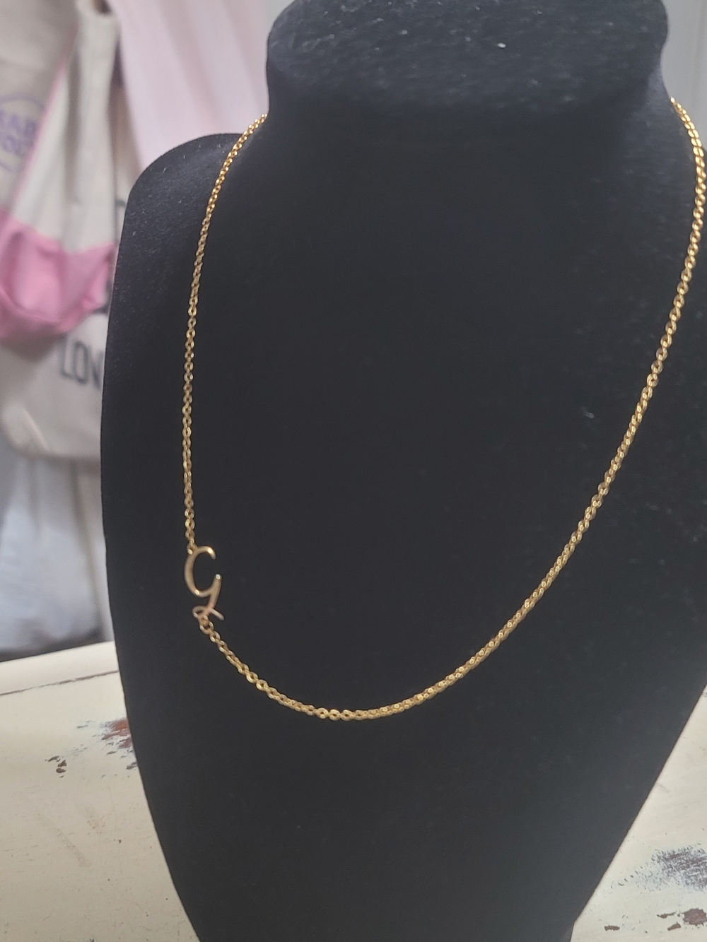 Gold Initial 'G' Pendant Chain Necklace - Women Jewelry
